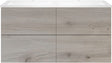 Onderbouw COFFEE 4 lades 120 duo eik Zilver +dubbele wastafel wit