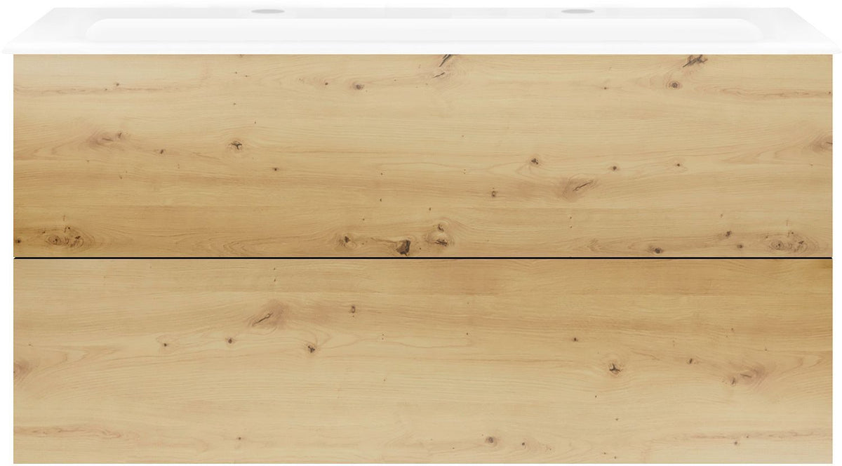 Onderbouw COFFEE 2 lade 120 eik urban + wastafel 2 kraangaten porselein wit