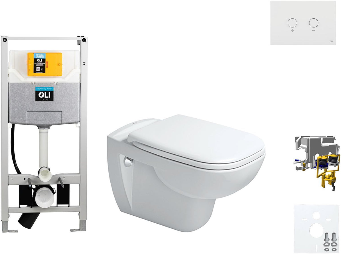 Wallfix OLI hangwc D-code DURAVIT code soft-close blink wit, wc-inbouwframes — SKU DESCO-704178