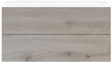Onderbouw COFFEE 2 lades 120 eik zilver+wastafel porselein wit