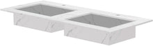 Tablet Keramisch MARMER puro dubbele lavabo S B120 H1,2 +kraangaten white calacatta
