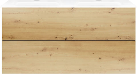 Onderbouw COFFEE 2 lade 120 duo eik urban + dubbele wastafel porselein wit, badkamermeubelen — SKU DESCO-192935