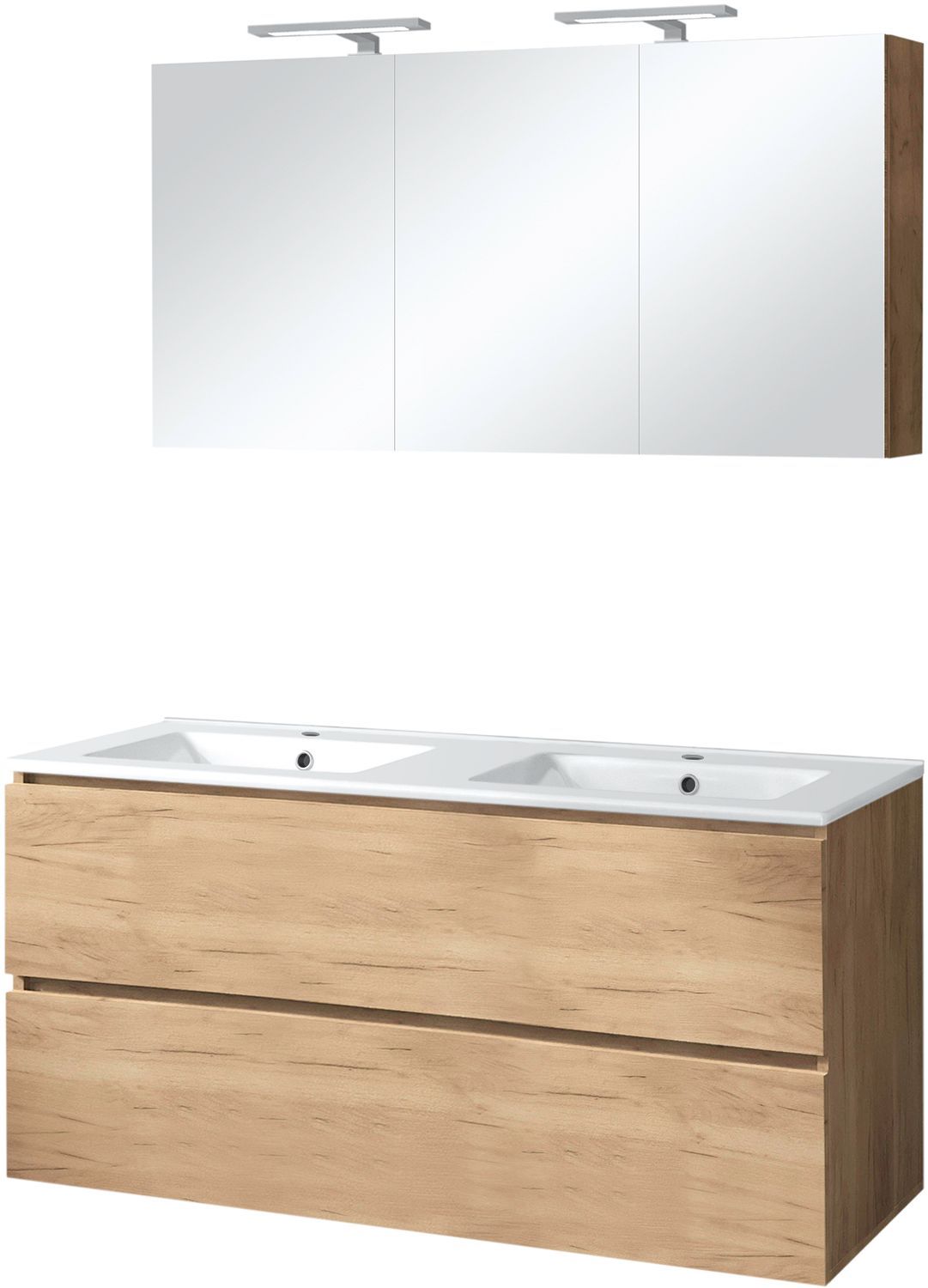 MEUBEL ICE DUO SPIEGELKAST MET VERLICHTING 120CM EIK GRIJS
