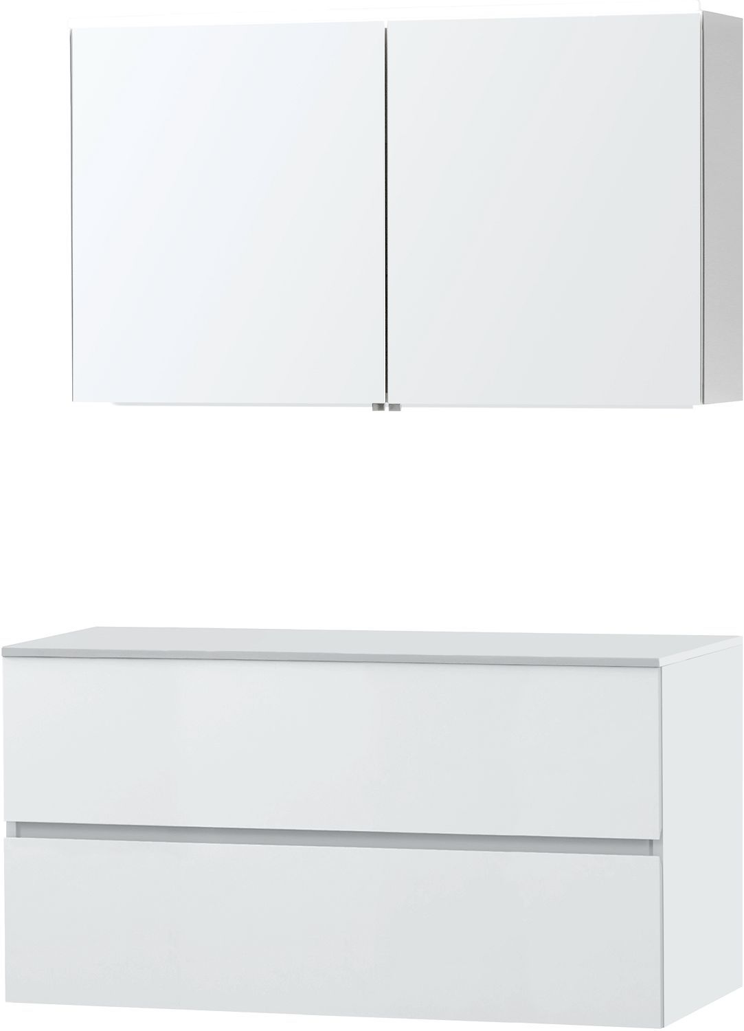 Meubel Molto poederwit 120 voor opbouwlavabo Solid spiegelkast