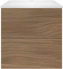 Onderbouw COFFEE 2 lades 60 eik caramel+wastafel kunstmarmer mat wit