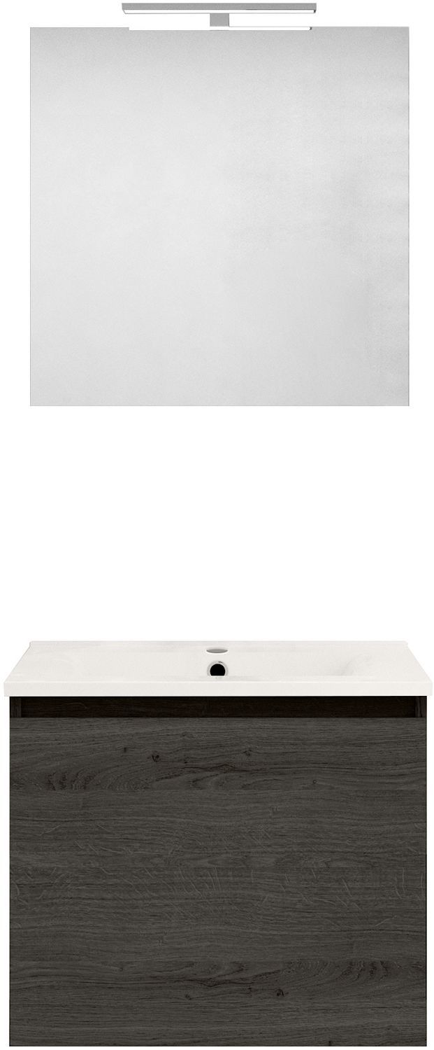 Meubel form 60CM Solo 1 lade porselein +spiegel graphit eik