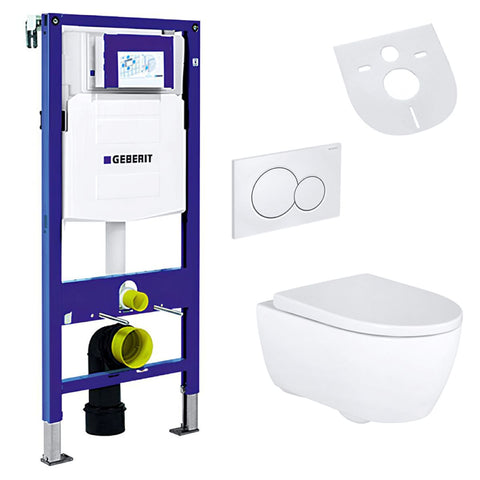 Geberit iCon wc-compleetset Rimfree hang-wc met UP320 inbouwelement, Sigma bedieningsplaat en geluidsisolatie, wc-packs — SKU MB-27619-31152, EAN 5404029131991