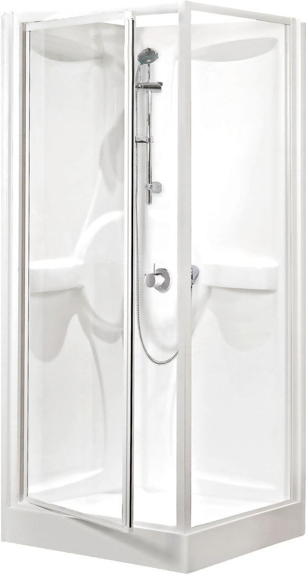CABINE DOUCHE DESCO COLLECTION ACRYLIQUE 80-80 + THERMOSTAT A ENCASTRER ALU/BLANC CLAIR