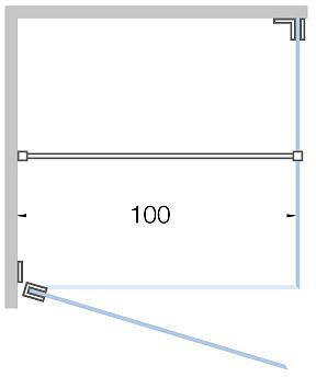 Draaideur+zijpaneel hoek close tot 100CM hoogte 200CM chroom-helder