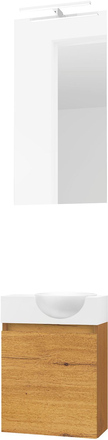 HANDENWASSER FORM MINI QUO RECHTS / 1 DEUR/ SPIEGEL VERLICHTING LED EIK GOLD