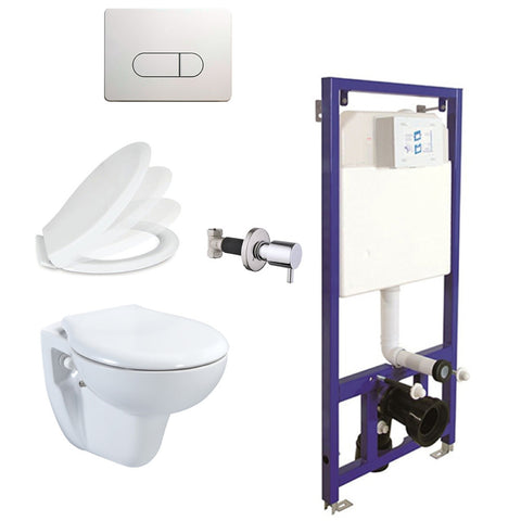 Belvit Wand Hang WC Bidet Taharet Softclose Deksel Inbouwelement Bedieningsplaat Kraan Set - Wit, wc-packs — SKU MB-17799-21326, EAN 5404029100966