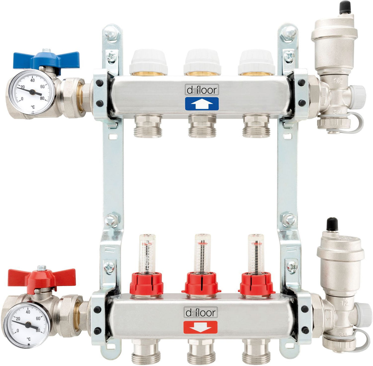 Collectorset inox compleet vloerverwarming d-floor 3 kringen 3/4" EK