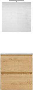 MEUBLE FORM 60CM SOLO 2 TIROIR MARBRE DE SYNTHESE +MIROIR CHENE NORDIC