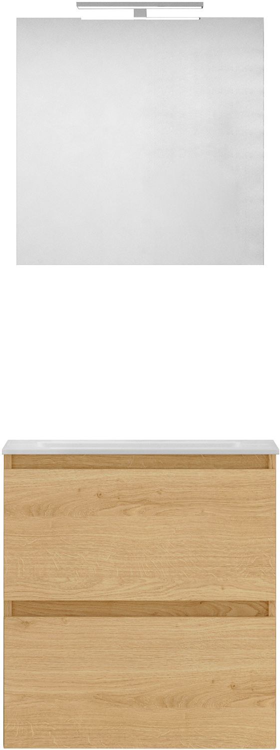 Meubel form 60CM Solo 2 lade kunstmarmer +spiegel nordic eik
