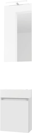 LAVE-MAINS FORM MINI MARBRE DE SYNTHESE/ 1 PORT/MIROIR/LUMIERE LED POUDRE BLANC