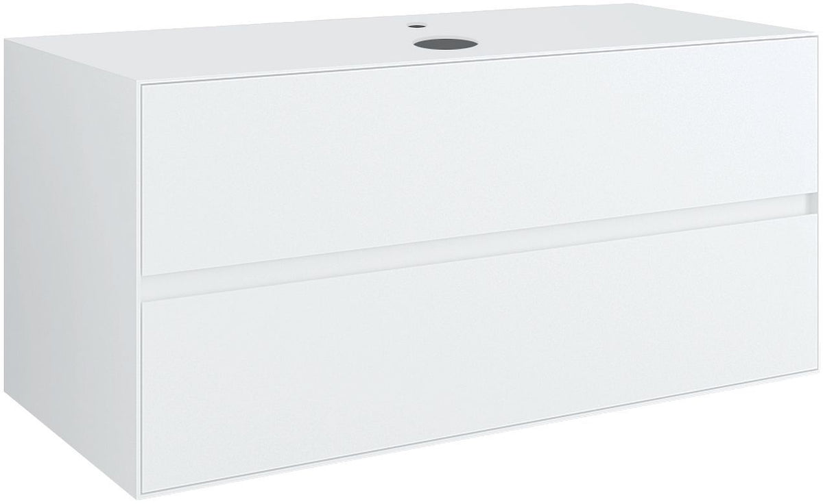 Onderbouw 2 lades+tablet voor opbouwlavabo centraal tenso 120CM +kraangat wit