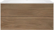Onderbouw COFFEE 2 lades 120 eik caramel+wastafel kunstmarmer mat wit