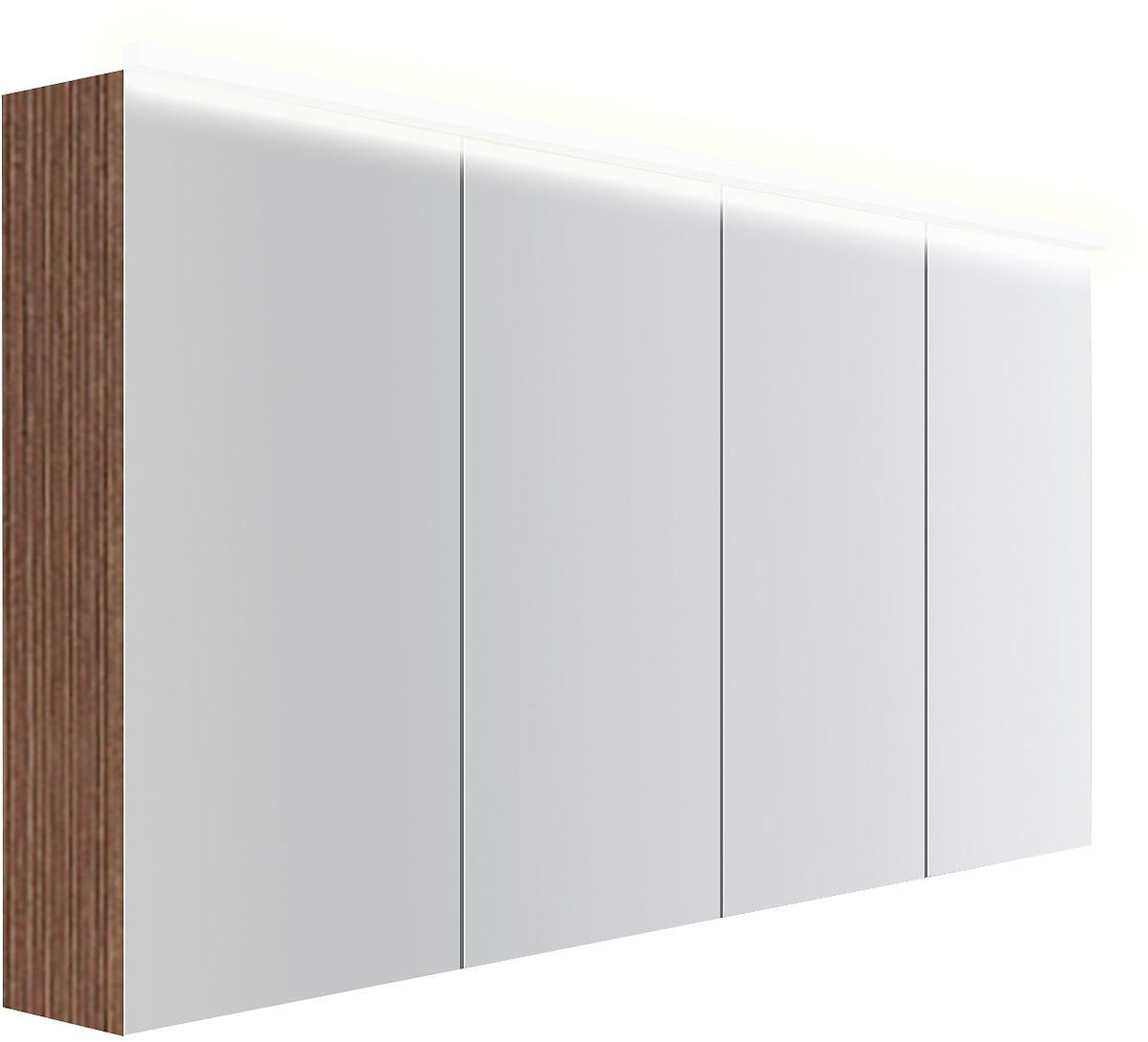 Spiegelkast COFFEE 4 deuren 1600MM 4250K notelaar Decor Smartline