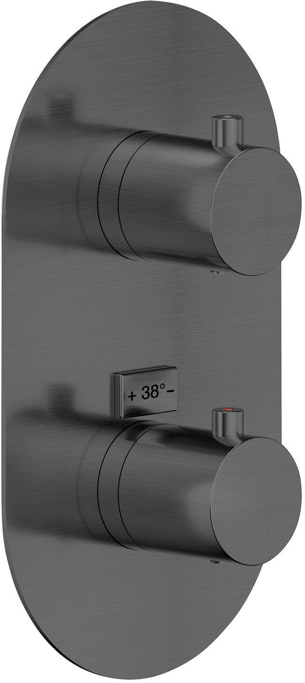 Afwerkset thermostaat+omsteller live/velis nobili grafite geborsteld