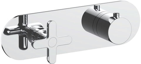 Afwerkset thermostaat+omsteller icona classic horizontaal chroom