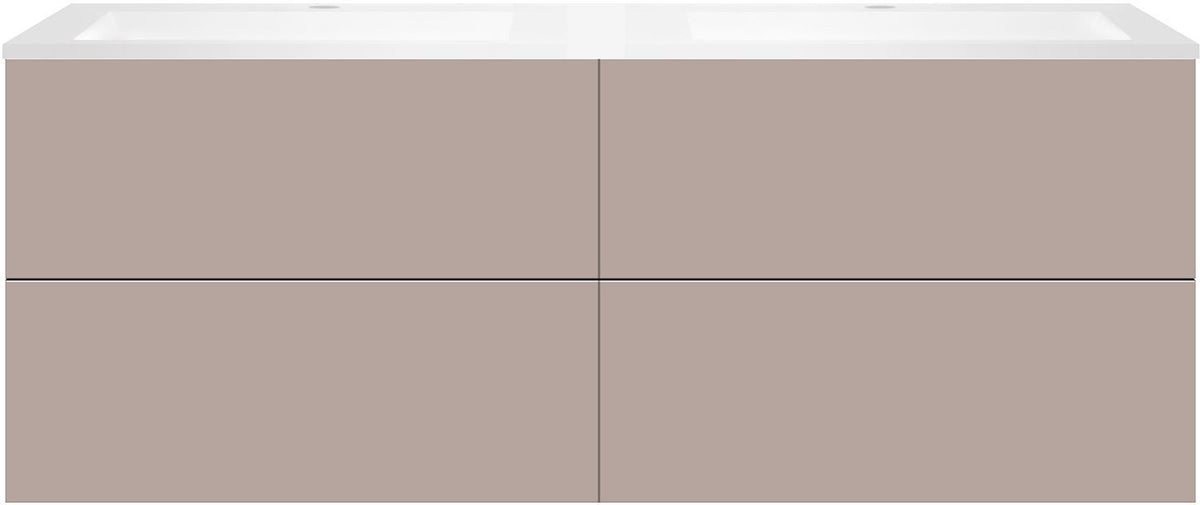 Onderbouw COFFEE 4 lades 160 duo basaltgrijs +dubbele wastafel kunstmarmer mat wit