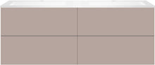 SOUS MEUBLE COFFEE 4 TIROIRS 160 DUO BASALTGRIJS +DOUBLE LAVABO EN MARBRE SYNTHETIQUE BLANC MAT
