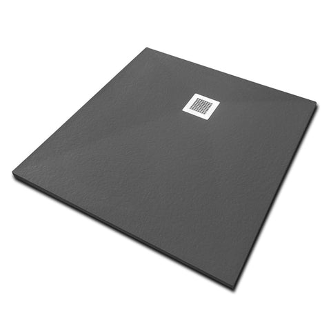 Veroni douchebak uit composietsteen met leisteenstructuur vlak (DxBxH) 90 x 90 x 3 cm zwart, douchebakken — SKU MB-18858-22385, EAN 5404024102651