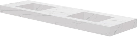Tablet Keramisch MARMER puro dubbele lavabo S B180 H10 zonder kraangat white calacatta