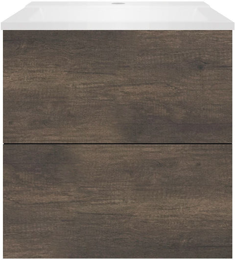 Onderbouw COFFEE 2 lades 60 kastanje Decor truffel+wastafel wit