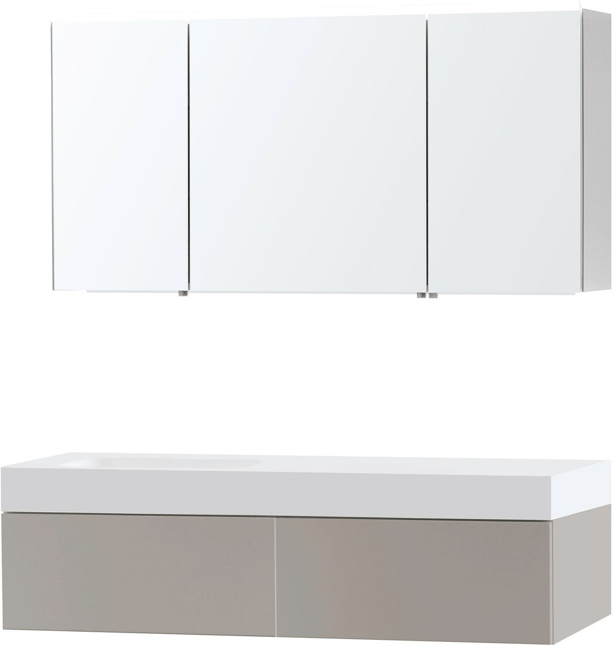 MEUBEL PURO SOLO GRIJS ASYMMETRISCH 140 LINKS 1 LADE SOLID PURO SPIEGELKAST