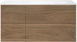 SOUS MEUBLE COFFEE 4 TIROIRS 120 CHENE CARAMELLE+LAVABO DROITE EN MARBRE SYNTHETIQUE BLANC MAT