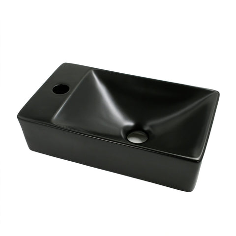 Aloni fontein - zonder overloop - kraangat links - keramiek - 38X10X22CM - mat zwart, handenwassers — SKU MB-16221-19748, EAN 5404024100862