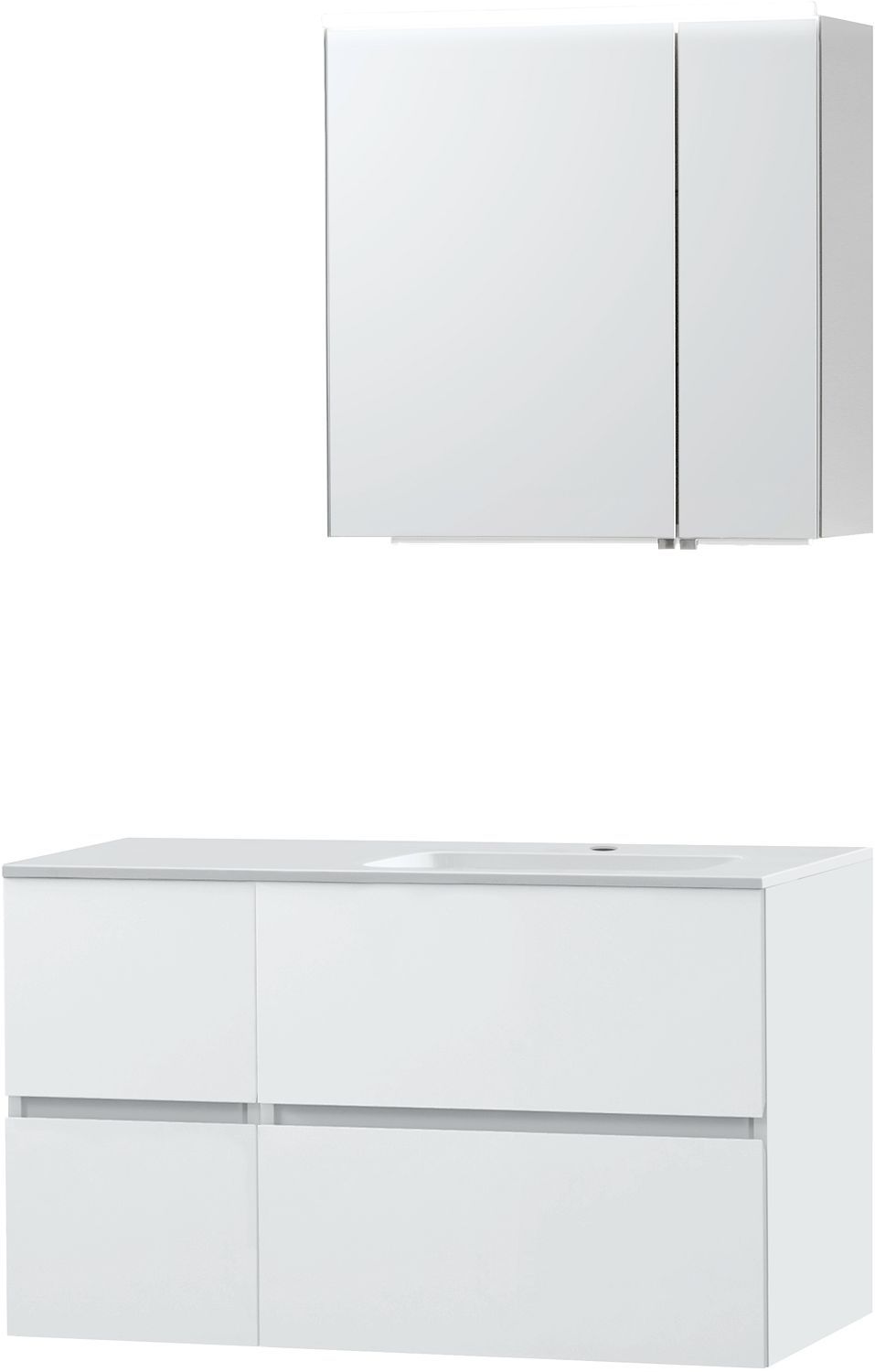 MEUBEL MOLTO POEDERWIT 105 RECHTS KUNSTMARMER SPIEGELKAST 70