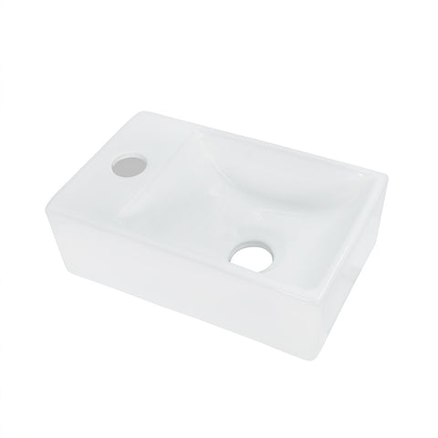 Aloni fontein - zonder overloop - kraangat links - keramiek - 30,5X11X19CM - glanzend wit, handenwassers — SKU MB-16214-19741, EAN 5404024109216