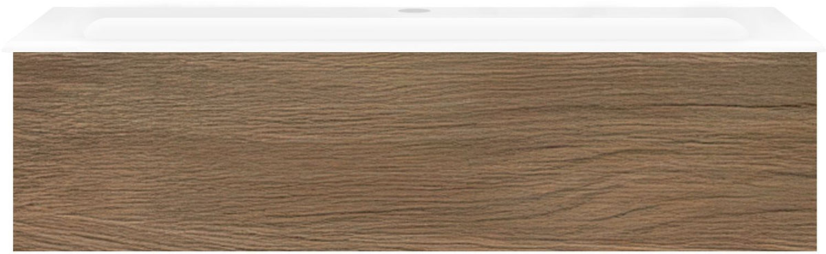 Onderbouw COFFEE 1 lade 120 eik caramel+wastafel porselein wit