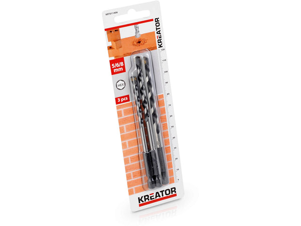 Kreator KRT011406 steenborenset HEX 5/6/8 mm 3-delig