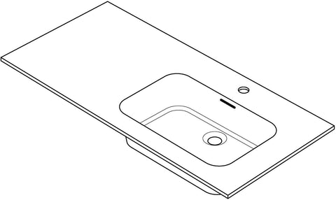 Tablet combo/molto/puro 105x50cm 1 lavabo rechts kunstmarmer wit, badkamermeubelen — SKU DESCO-157347