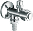 Haakse afsluitkraan schell+aansluiting voor vaatwasser 1/2" chroom