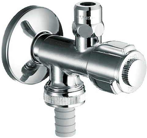 Haakse afsluitkraan schell+aansluiting voor vaatwasser 1/2" chroom