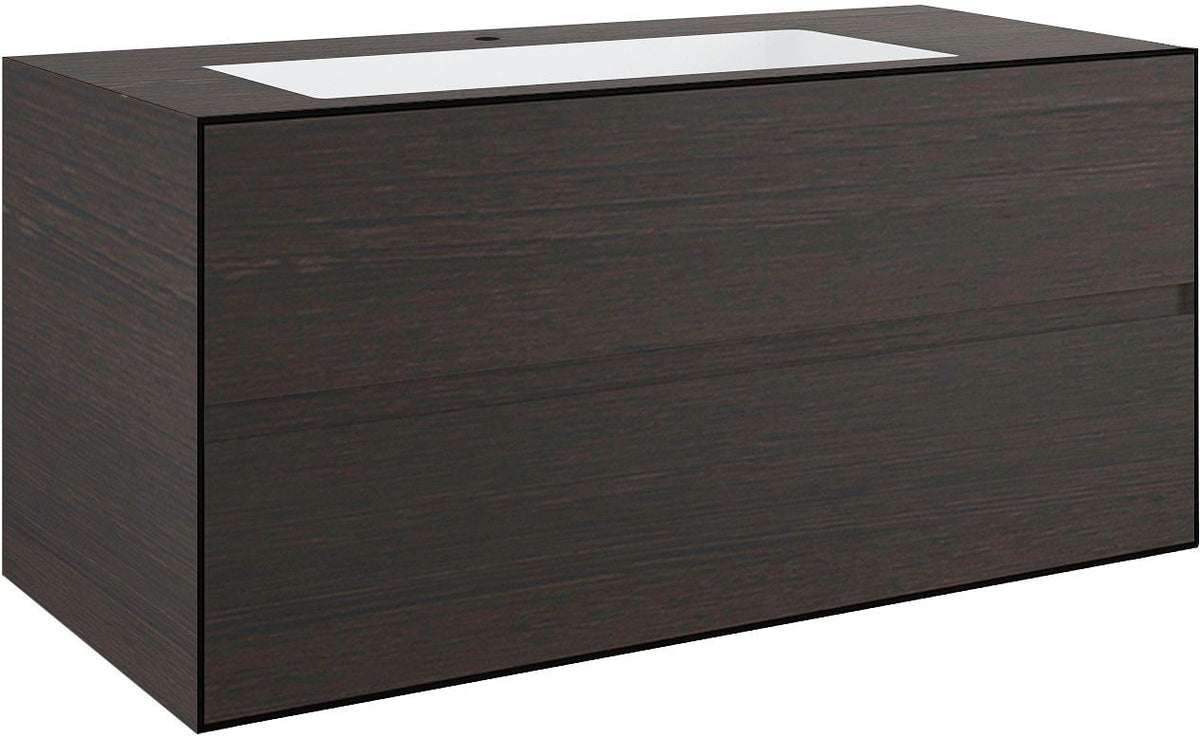 Onderbouw 2 lades+onderbouwlavabo centraal tenso 120CM +kraangat wenge