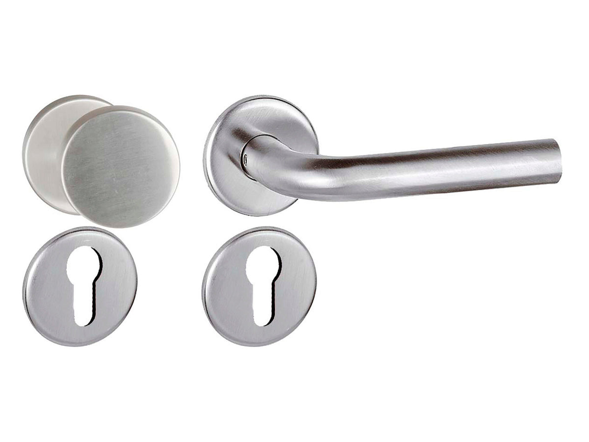 Linea Bertomani 8307 deurklink- en deurbolset op rozet 50mm inox
