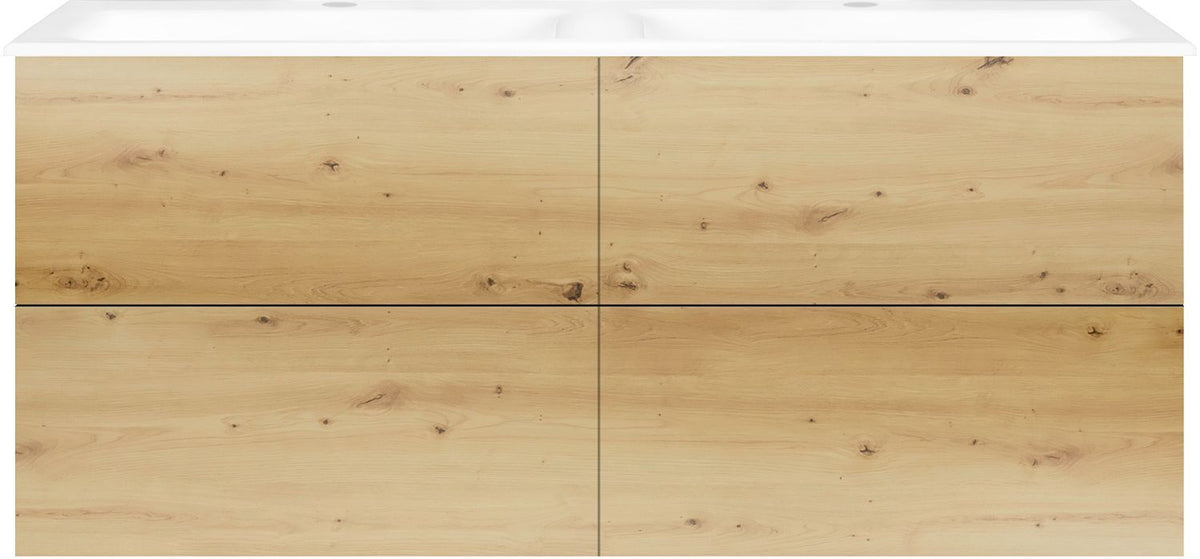 Onderbouw COFFEE 4 lades 140 duo eiken Decor urban +dubbele wastafel porselein wit