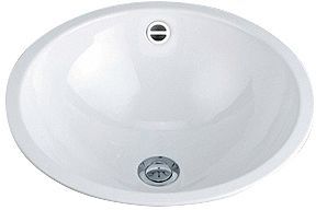 Inbouw lavabo EB.K325 diameter 325MM zonder kraanvlak +overloop wit