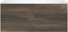 SOUS MEUBLE COFFEE 4 TIROIRS 140 CHATAIGNE+LAVABO DROITE BLANC