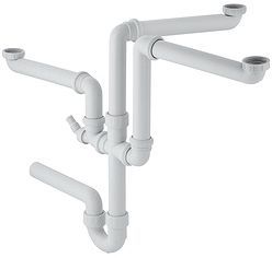 SIPHON EVIER GEBERIT 6/4"-40MM 3 CUVES