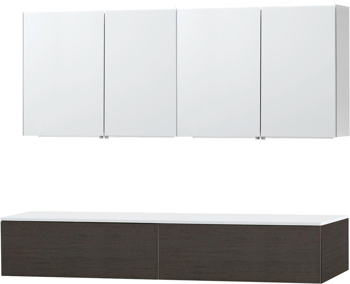 Meubel puro duo wenge 180 1 lade Solid opbouw spiegelkast, badkamermeubelen — SKU DESCO-704066