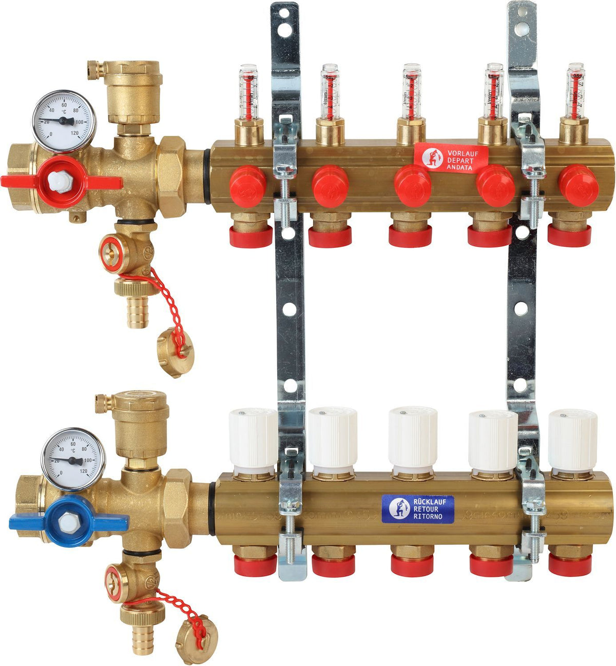 Kollectorset voor vloerverwarming met debietmeting giacomini 4/4" 12X18AA
