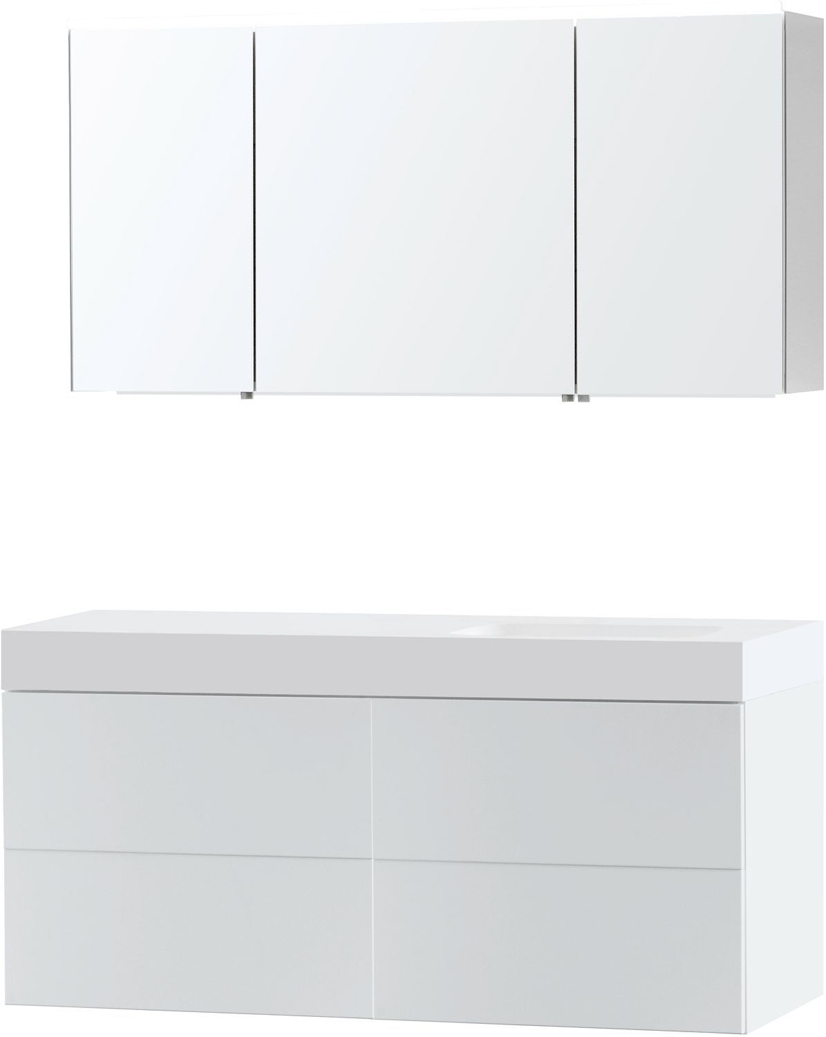 MEUBEL PURO SOLO WIT ASYMMETRISCH 140 RECHTS SOLID PURO SPIEGELKAST