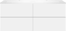 Onderbouw COFFEE 4 lades 140 duo mat wit +dubbele wastafel wit