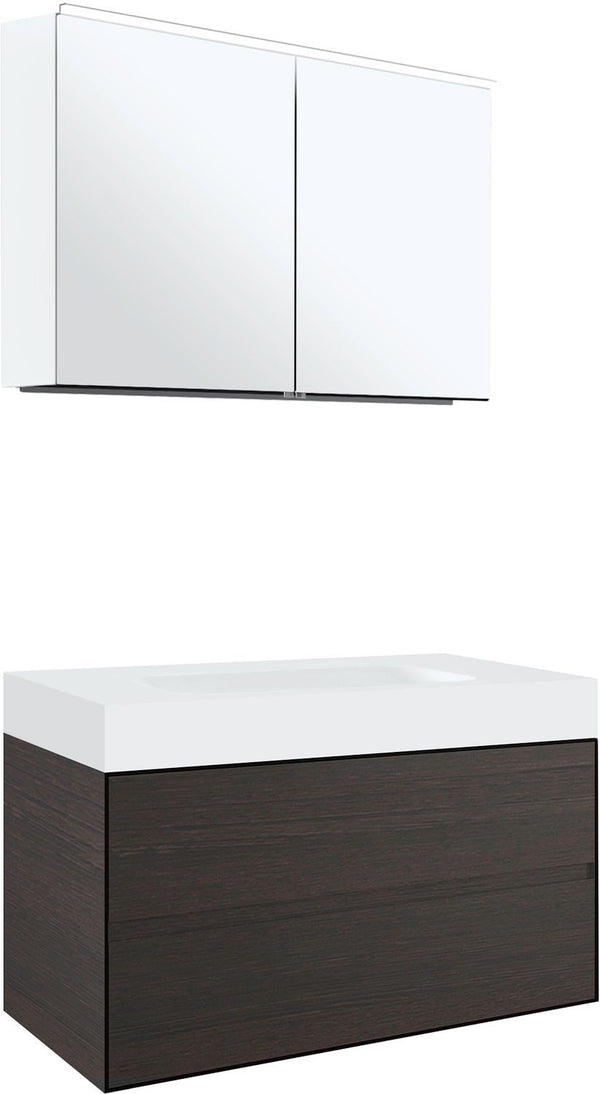 Meubel 2LADES voor tablet puro centrale lavabo tenso 90CM wenge met spiegelkast